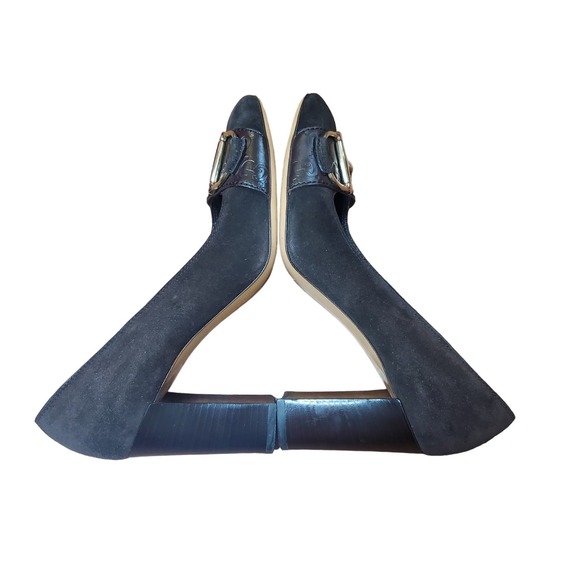 Gucci Horsebit Accented Suede and Embossed Leather Pumps Heels Guccissima 7.5 B - Picture 6 of 16